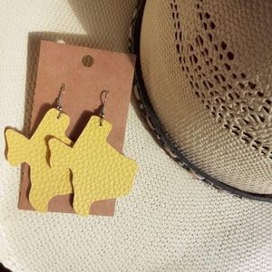 Light Yellow Faux Leather Texas Earrings
